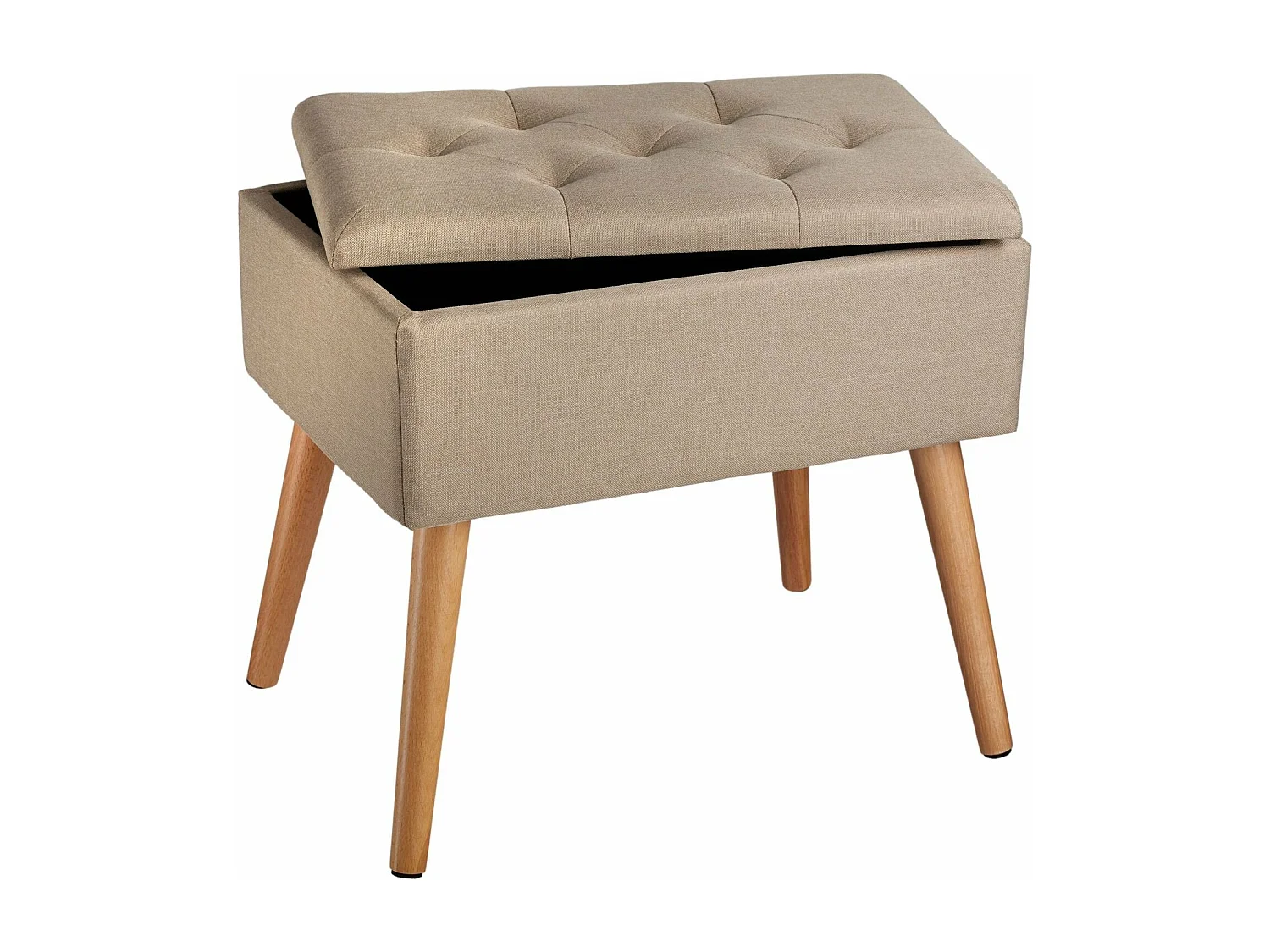 Tabouret banc siège pouf beige 51 x 37.5 x 45.5 cm 08_0000295