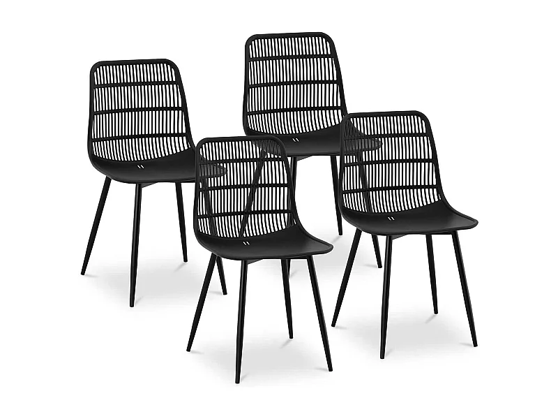 Lot de 4 chaises salon salle à manger restaurants, les cafés, les bureaux et les salles d'attente 150 kg max noir 14_0006003