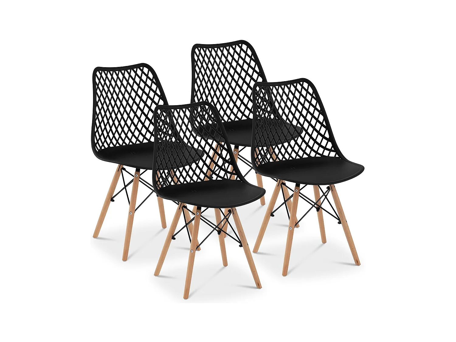 Lot de 4 chaises salon salle à manger restaurants, les cafés, les bureaux et les salles d'attente 150 kg max noir 14_0006013
