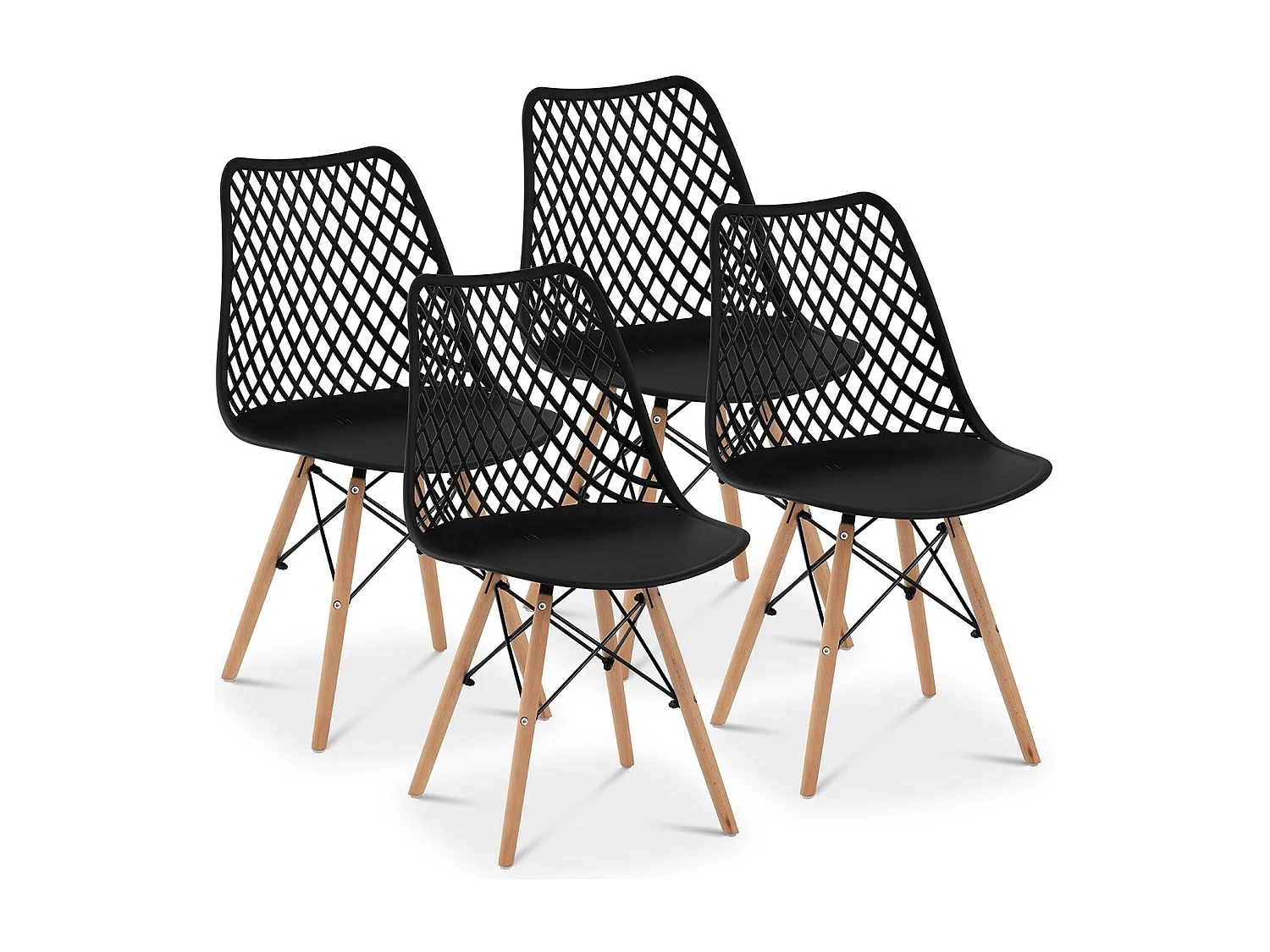 Lot de 4 chaises salon salle à manger restaurants, les cafés, les bureaux et les salles d'attente 150 kg max noir 14_0006013