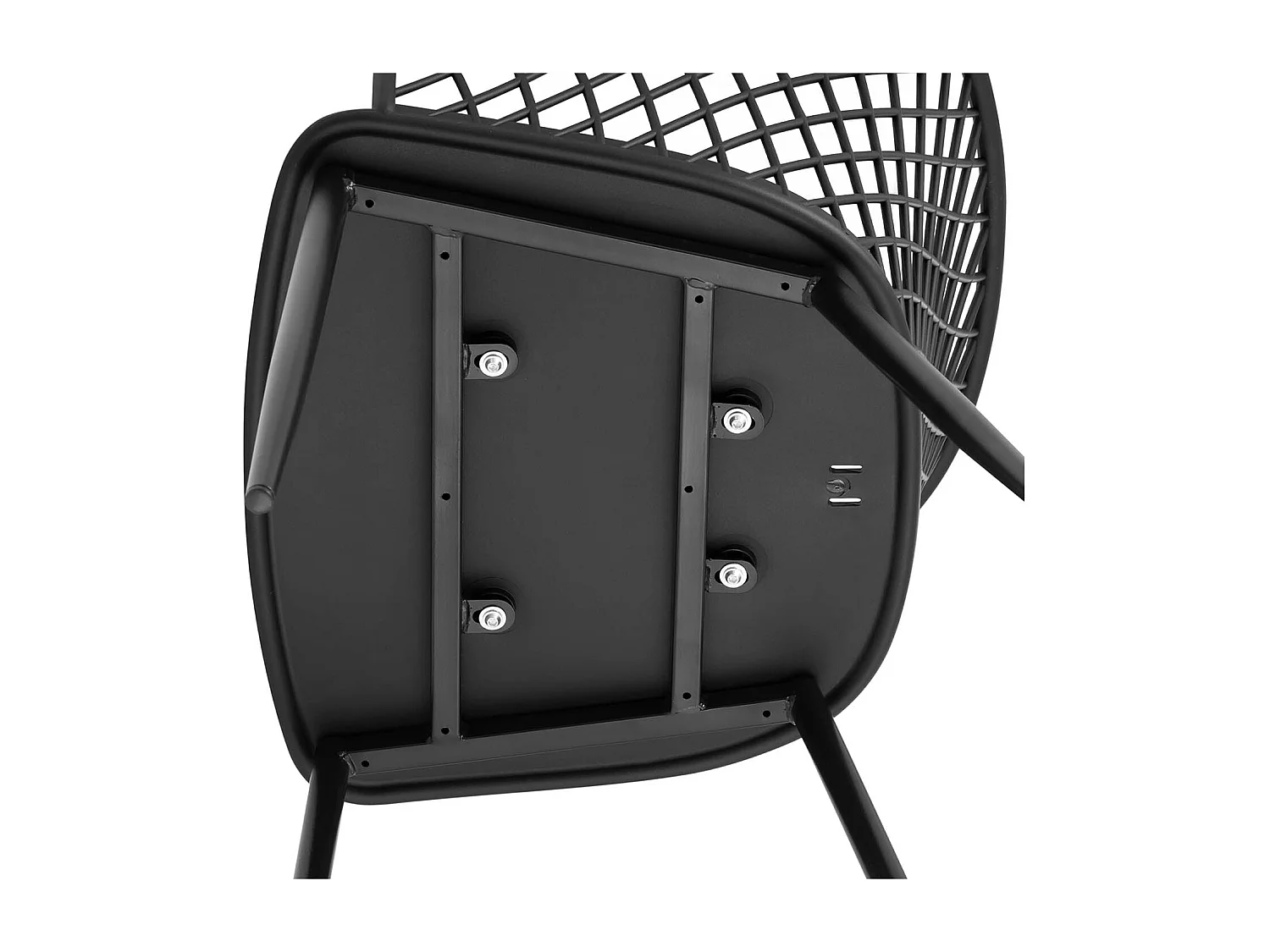 Lot de 2 chaises salon salle à manger restaurant cafés bureaux terrasses salles d'attente150 kg max dossier avec trous en losange accoudoirs noir 14_0005993