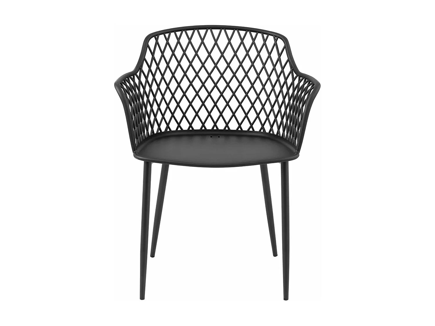 Lot de 2 chaises salon salle à manger restaurant cafés bureaux terrasses salles d'attente150 kg max dossier avec trous en losange accoudoirs noir 14_0005993