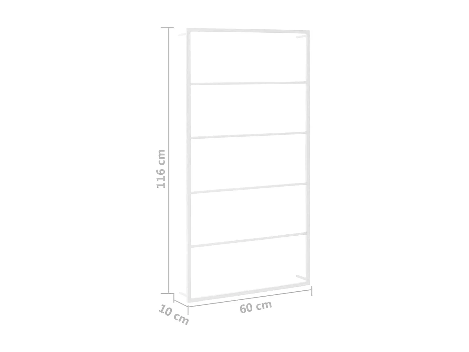 Porte-serviette support mural support blanche 60 x 10 x 116 cm 02_0001641