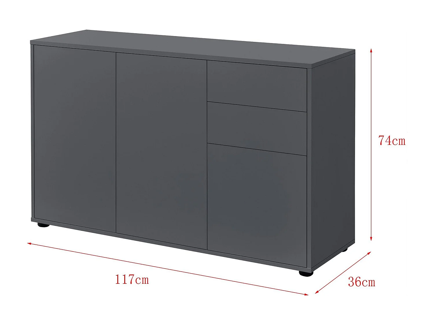 Commode stylée meuble de grise 117 x 36 x 74 cm 03_0005048