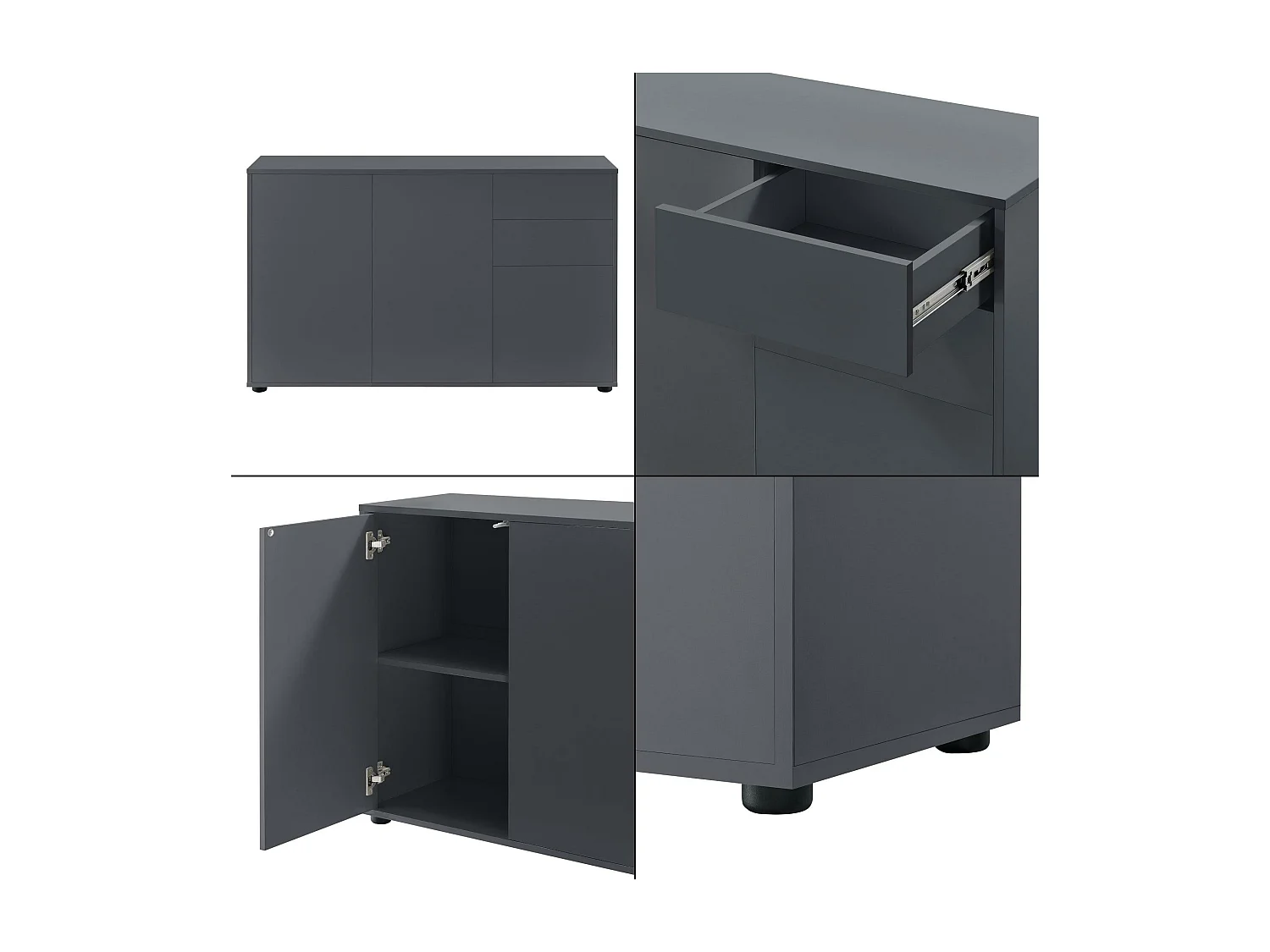 Commode stylée meuble de grise 117 x 36 x 74 cm 03_0005048