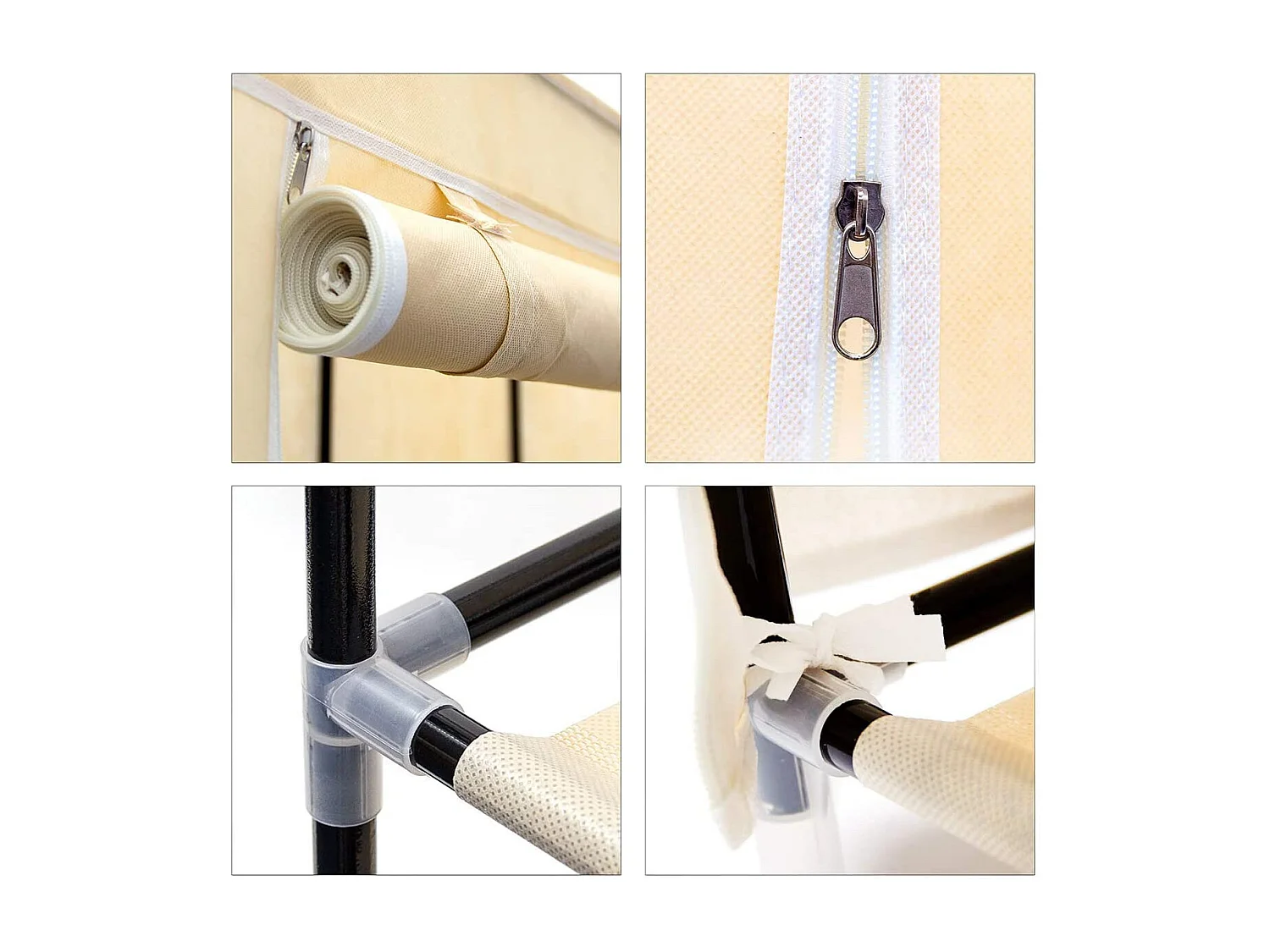 Grande étagère armoire pliante tissu beige 148 x 42.5 x 173 cm 13_0001275_2