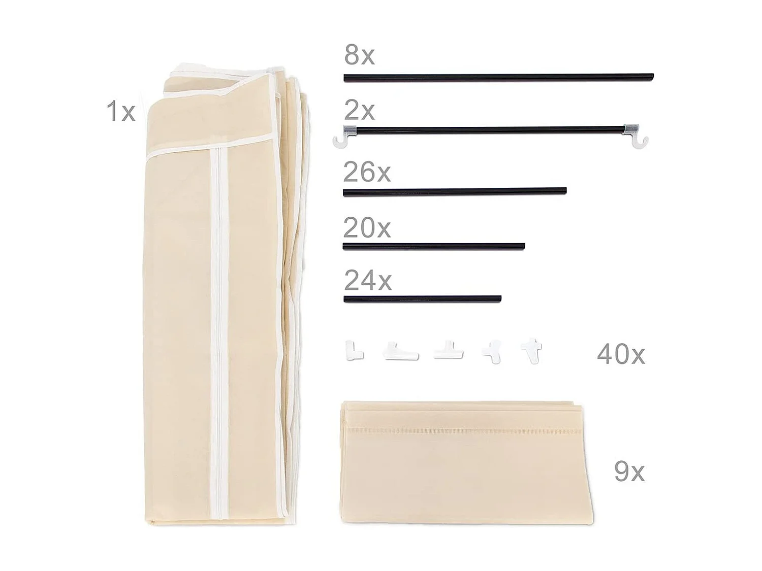 Grande étagère armoire pliante tissu beige 148 x 42.5 x 173 cm 13_0001275_2