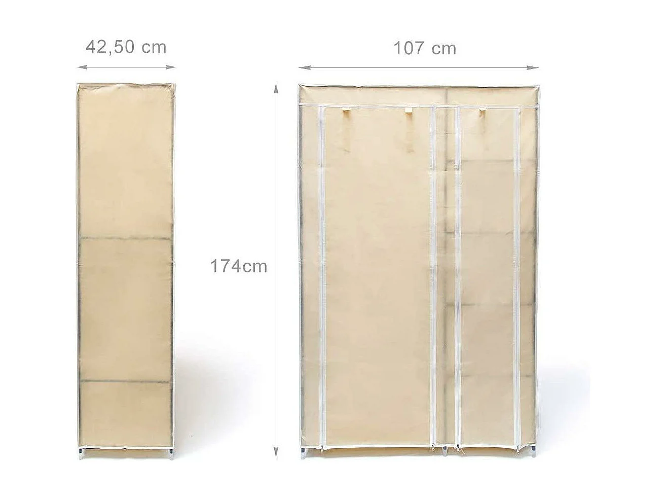 Armoire pliante avec housse tissu beige 107 x 42.5 x 174 cm 13_0000290_2