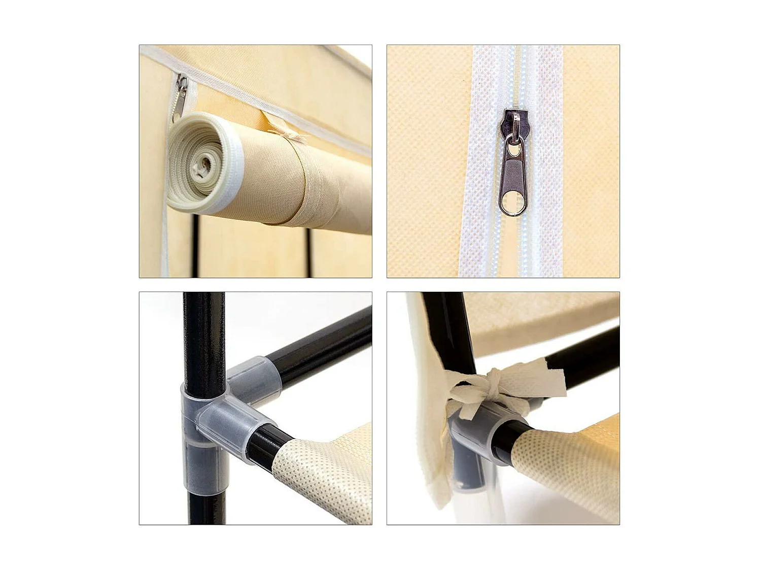 Armoire pliante avec housse tissu beige 107 x 42.5 x 174 cm 13_0000290_2