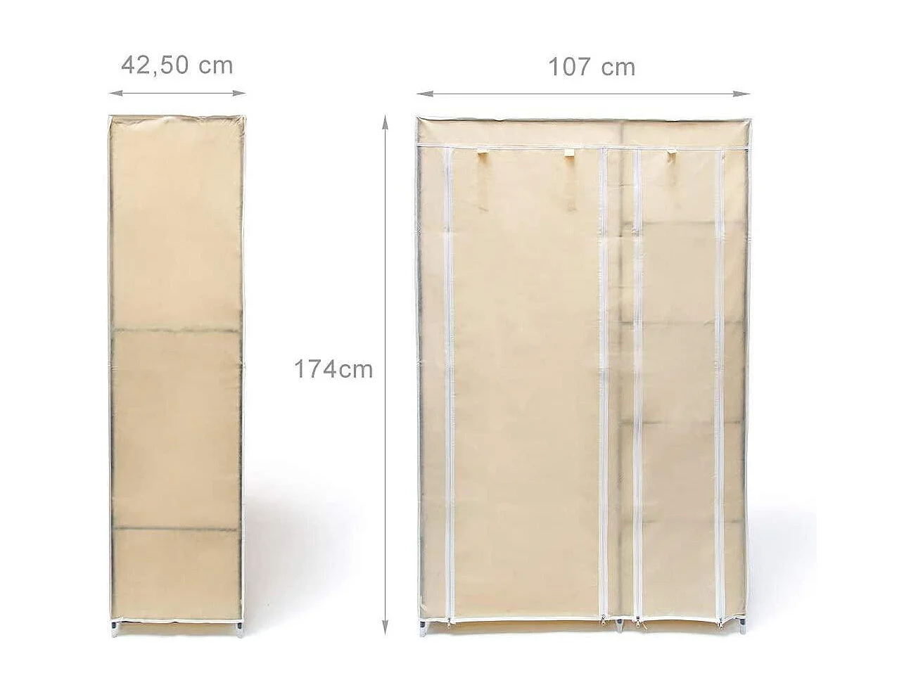 Armario plegable con funda de armario con revestimiento de tela beige 13_0000290_2