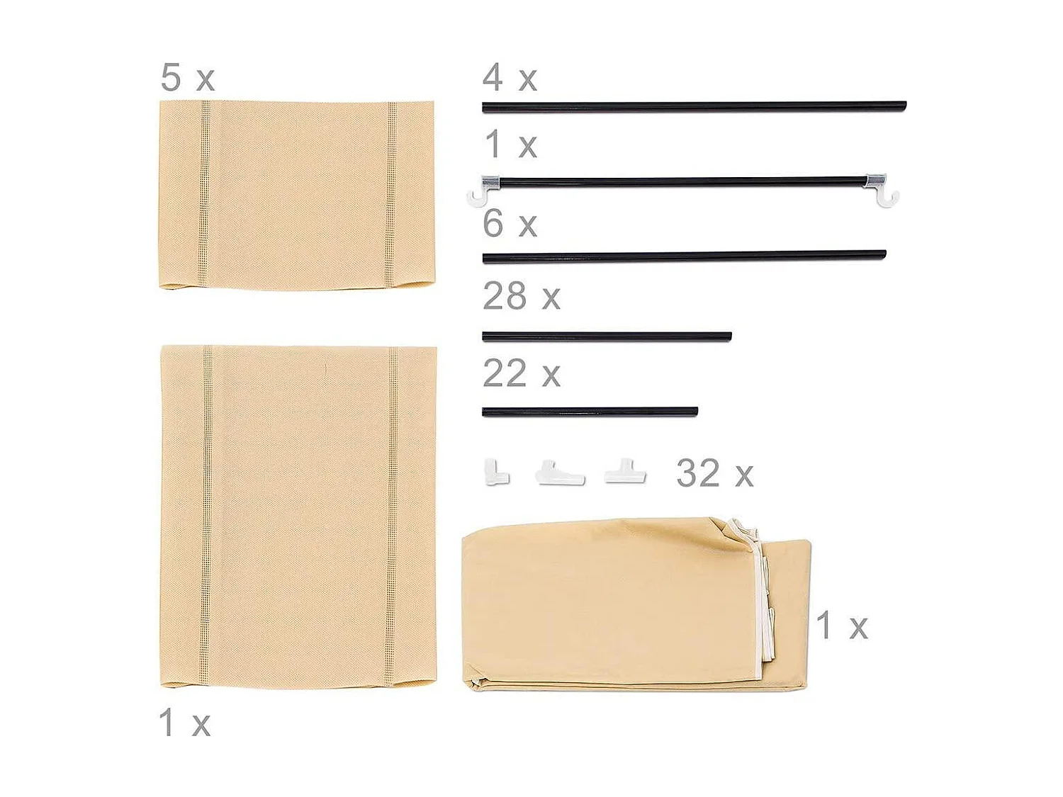 Armario plegable con funda de armario con revestimiento de tela beige 13_0000290_2