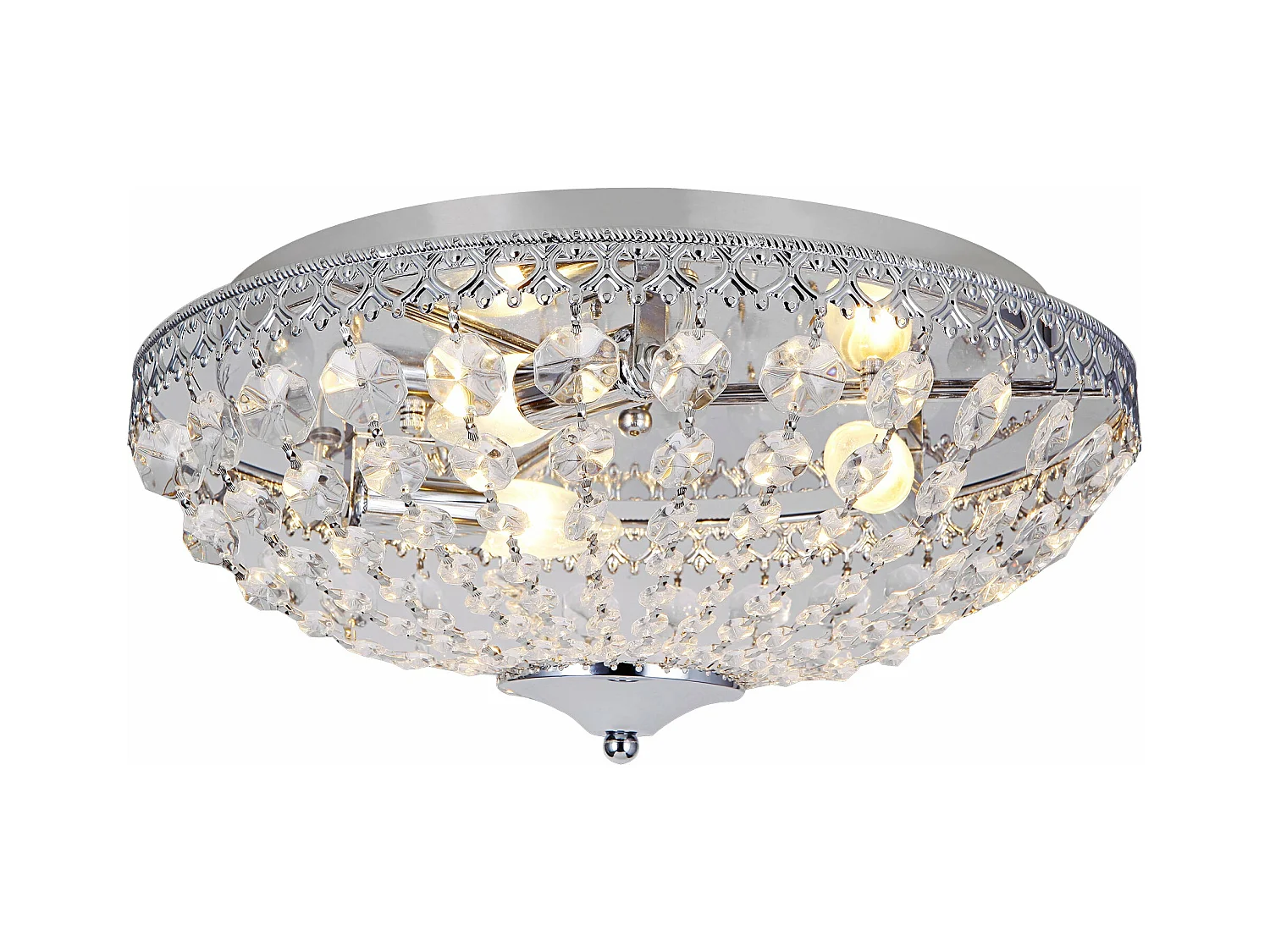 Plafonnier en cristal lampe de plafond aluminium cristal synthétique métal 16 cm diamètre 40 cm chrome 03_0003210