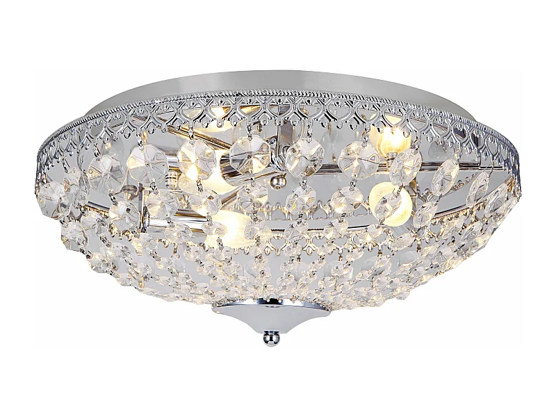 Plafonnier en cristal lampe de plafond aluminium cristal synthétique métal 16 cm diamètre 40 cm chrome 03_0003210