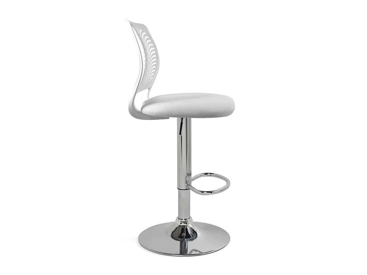 Lote de 2 Sillas de Bar con Cojín de Simil, Giratorias y Altura Ajustable SAWA (Blanco)