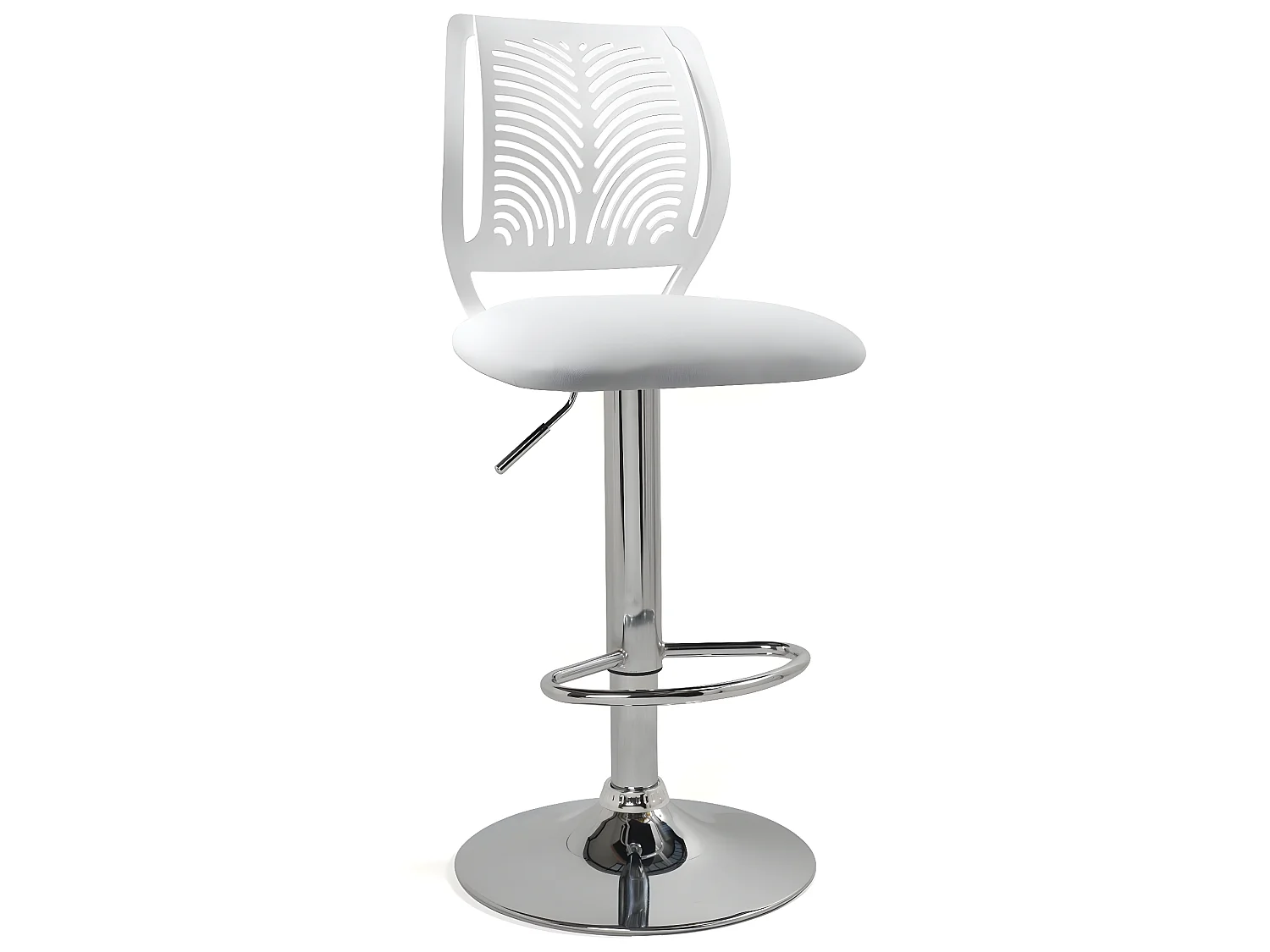 Lot 2 Chaises de Bar Coussin Simili, Pivotant Hauteur Réglable SAWA (Blanc)