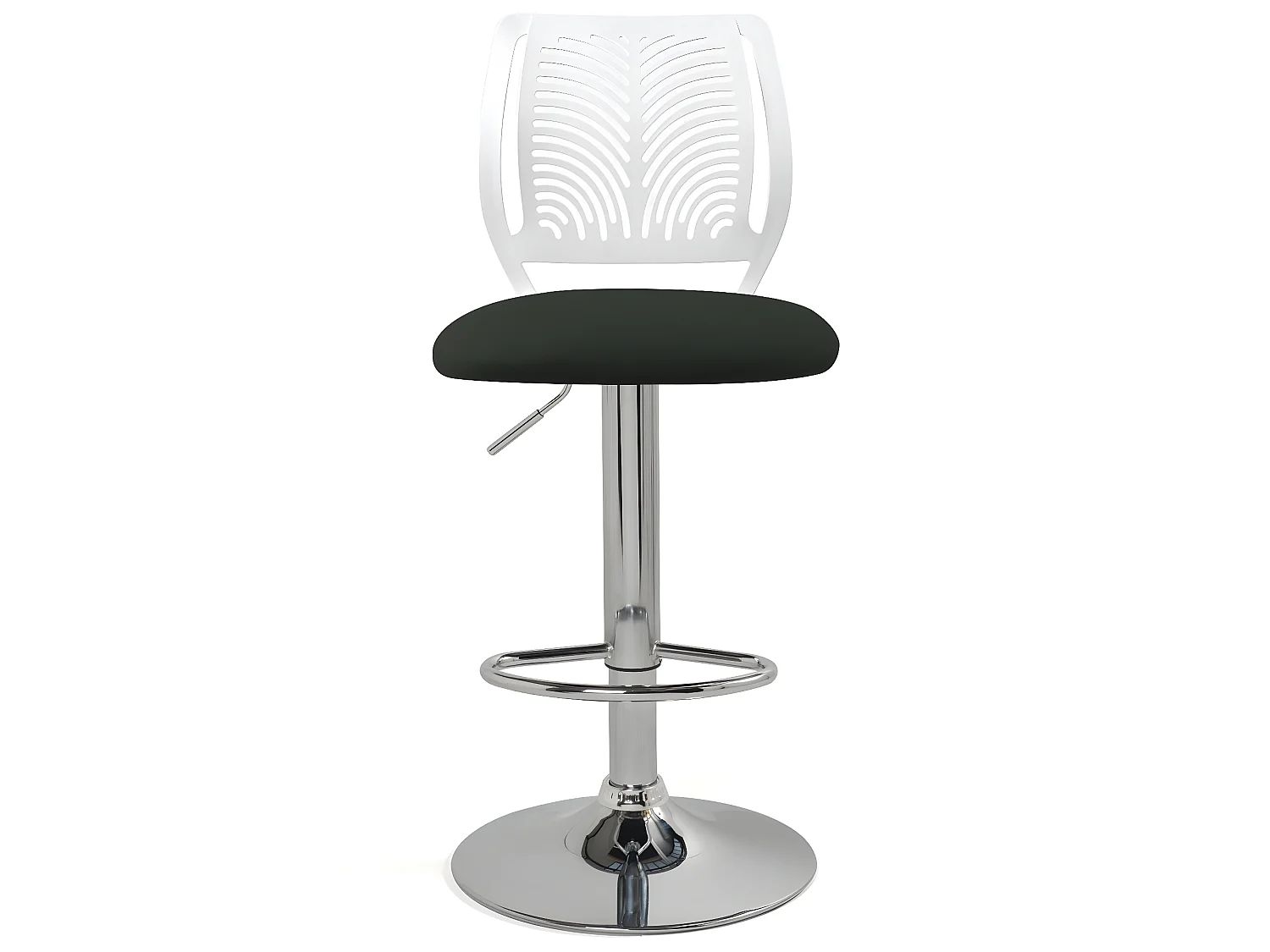 Lot 2 Chaises de Bar Coussin Simili, Pivotant Hauteur Réglable SAWA (Blanc Noir)