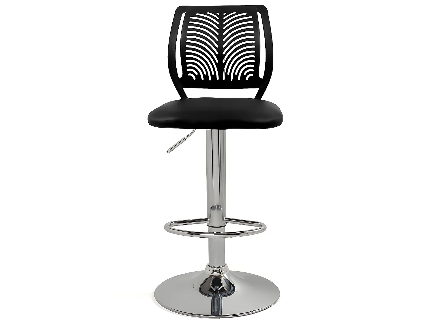 Lot 2 Chaises de Bar Coussin Simili, Pivotant Hauteur Réglable SAWA (Noir)