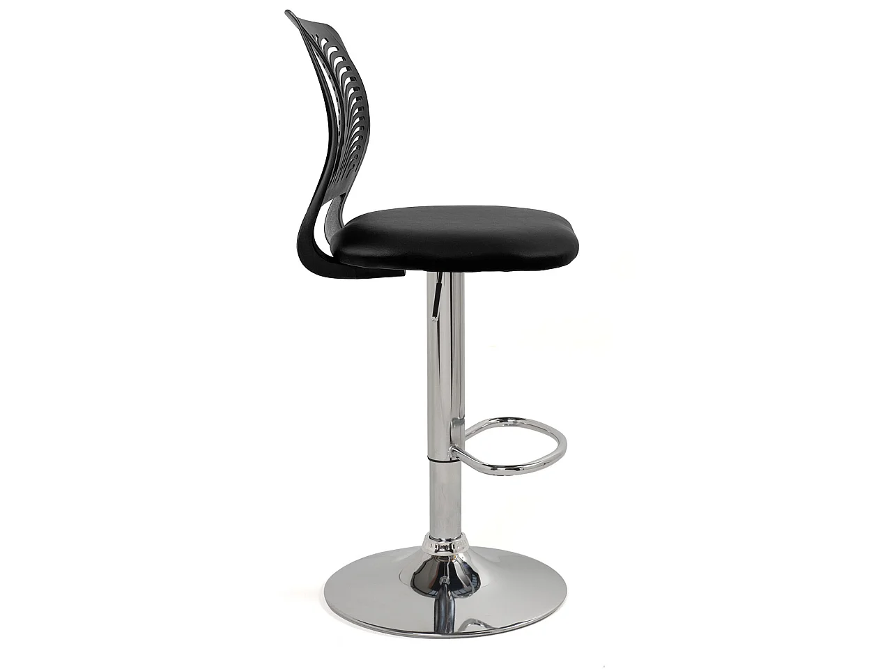 Lot 2 Chaises de Bar Coussin Simili, Pivotant Hauteur Réglable SAWA (Noir)