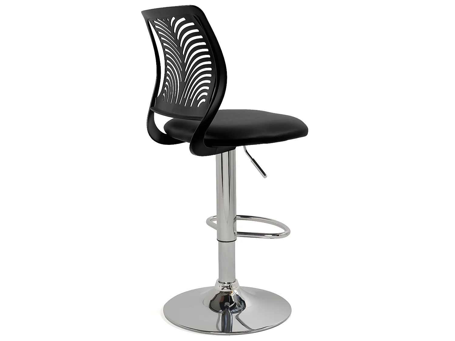 Lot 2 Chaises de Bar Coussin Simili, Pivotant Hauteur Réglable SAWA (Noir)