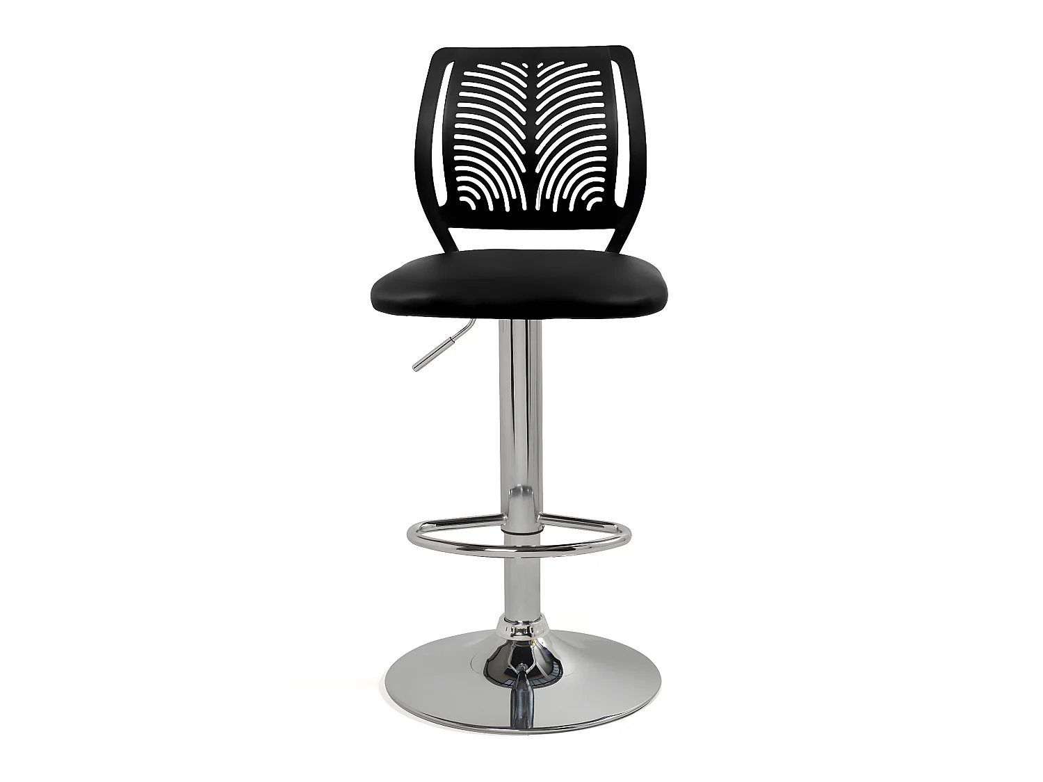 Lote de 2 Sillas de Bar con Cojín de Simil, Giratorias y Altura Ajustable SAWA (Negro)