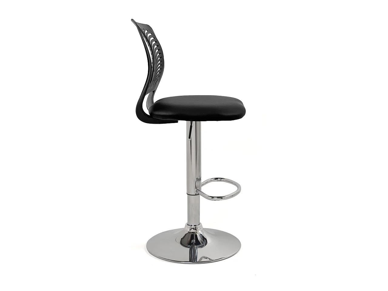 Lote de 2 Sillas de Bar con Cojín de Simil, Giratorias y Altura Ajustable SAWA (Negro)