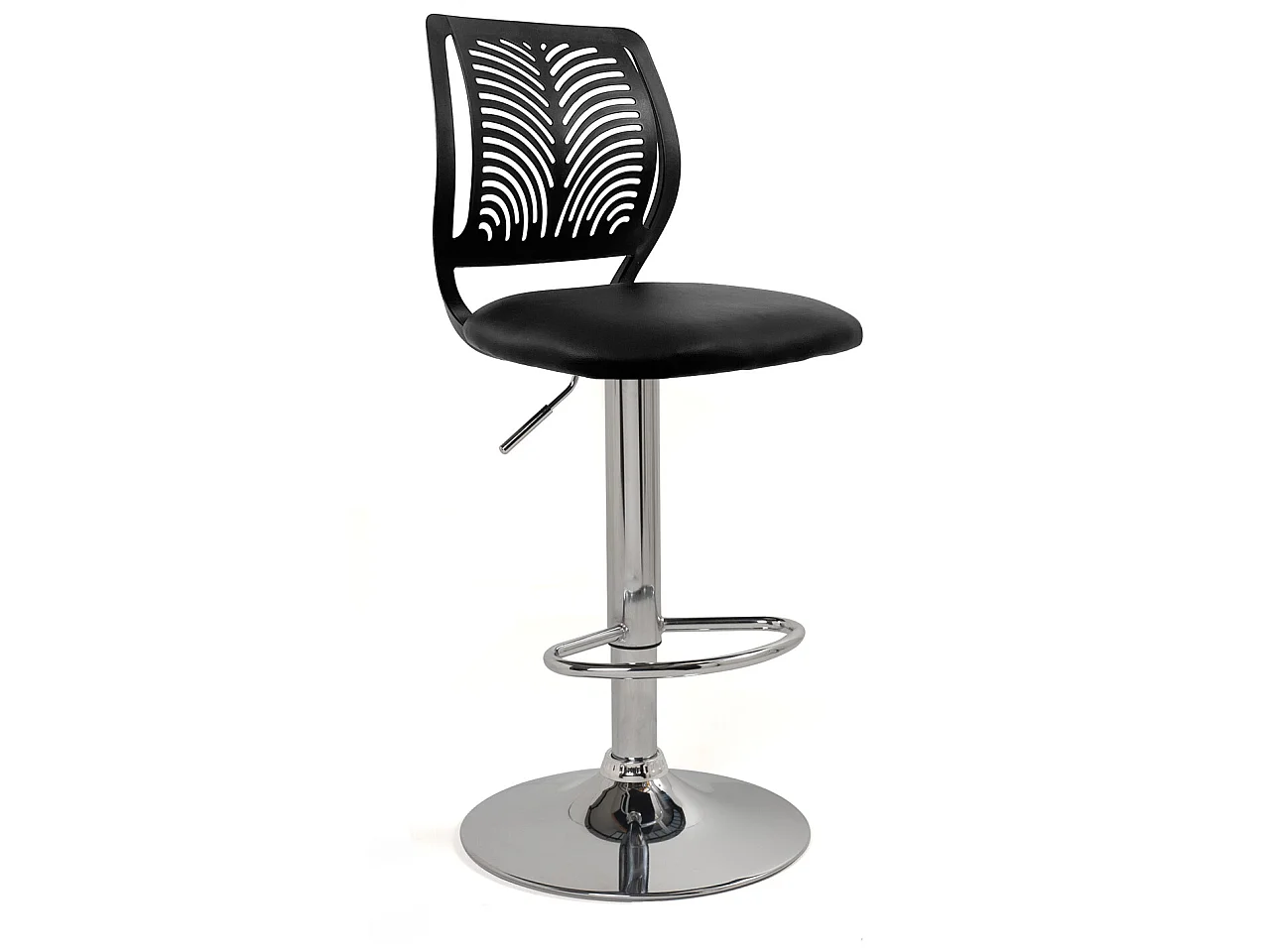 Lot 2 Chaises de Bar Coussin Simili, Pivotant Hauteur Réglable SAWA (Noir)