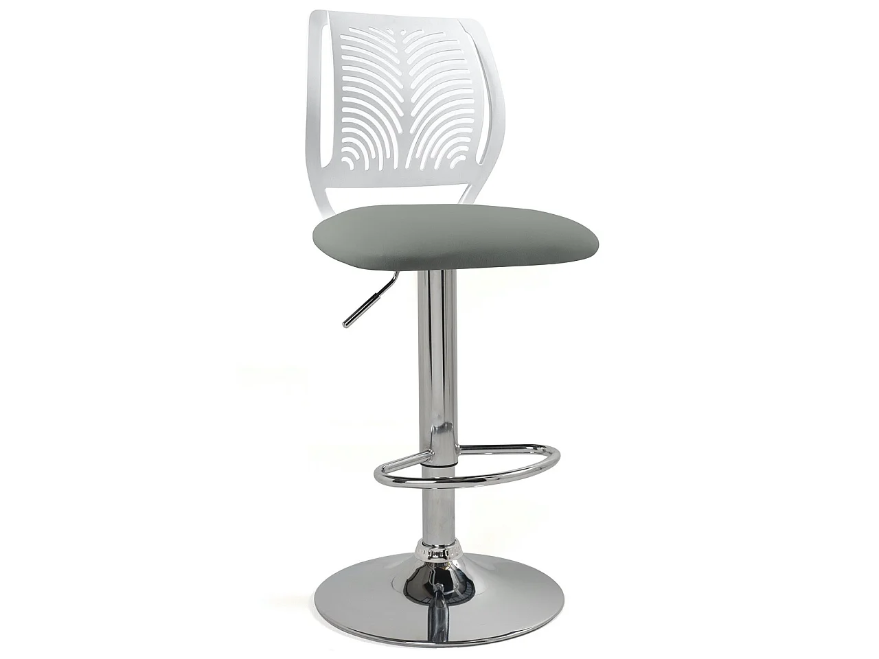 Lot 2 Chaises de Bar Coussin Simili, Pivotant Hauteur Réglable SAWA (Blanc Gris)