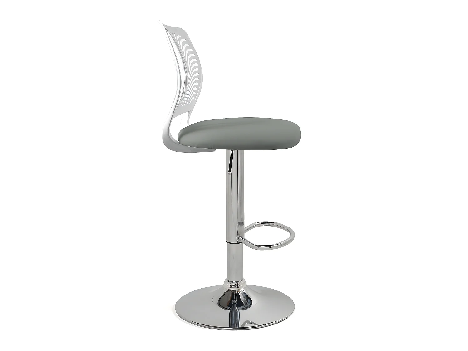 Lote de 2 Sillas de Bar con Cojín de Simil, Giratorias y Altura Ajustable SAWA (Blanco y Gris)