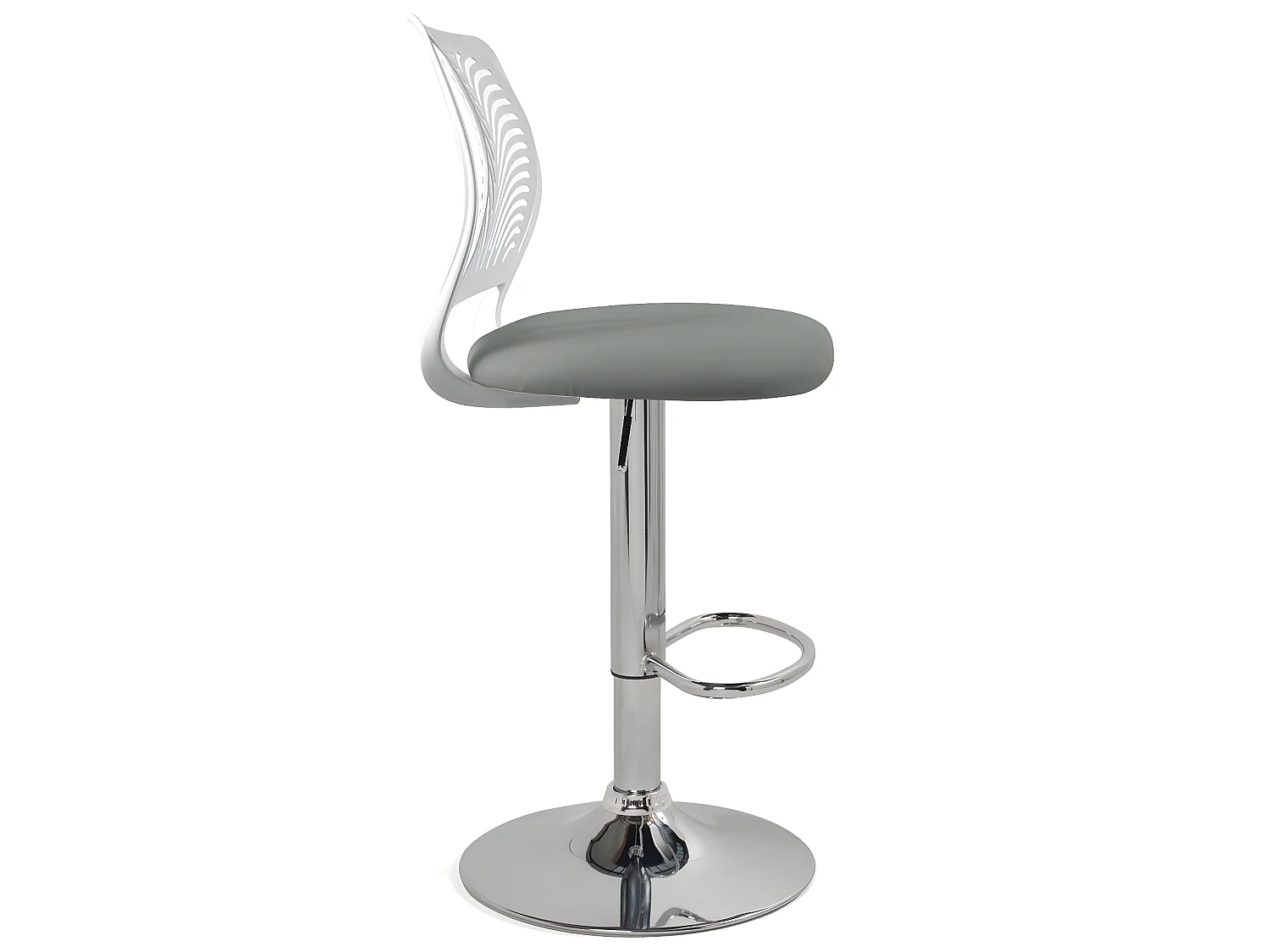 Lot 2 Chaises de Bar Coussin Simili, Pivotant Hauteur Réglable SAWA (Blanc Gris)