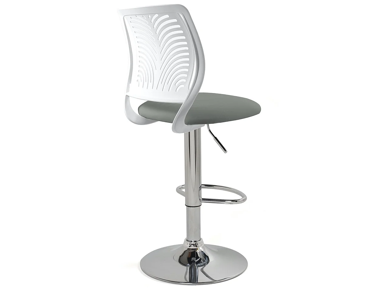 Lot 2 Chaises de Bar Coussin Simili, Pivotant Hauteur Réglable SAWA (Blanc Gris)