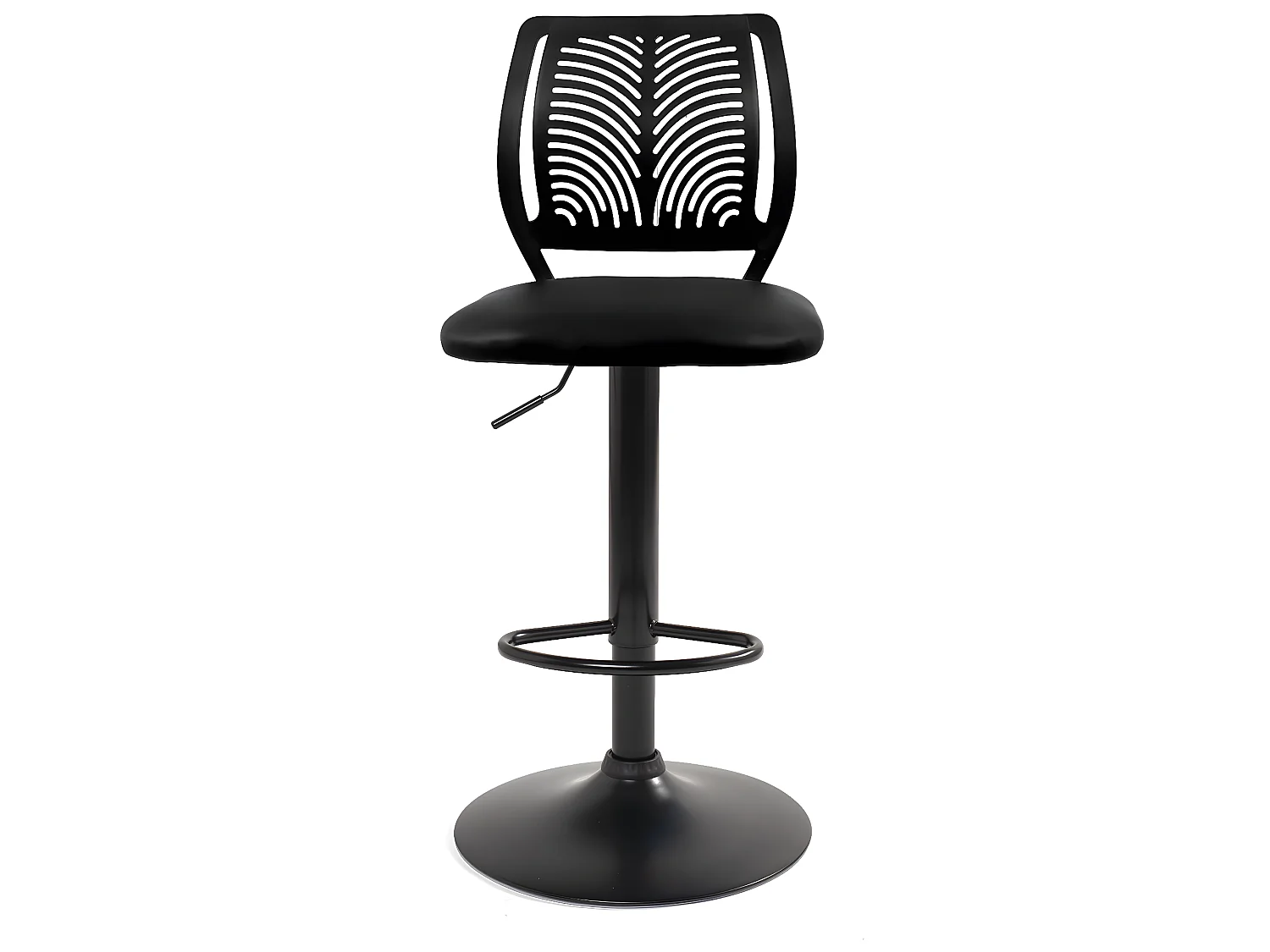 Lot 2 Chaises de Bar Coussin Simili, Pivotant Hauteur Réglable SAWA (Noir Intégral)