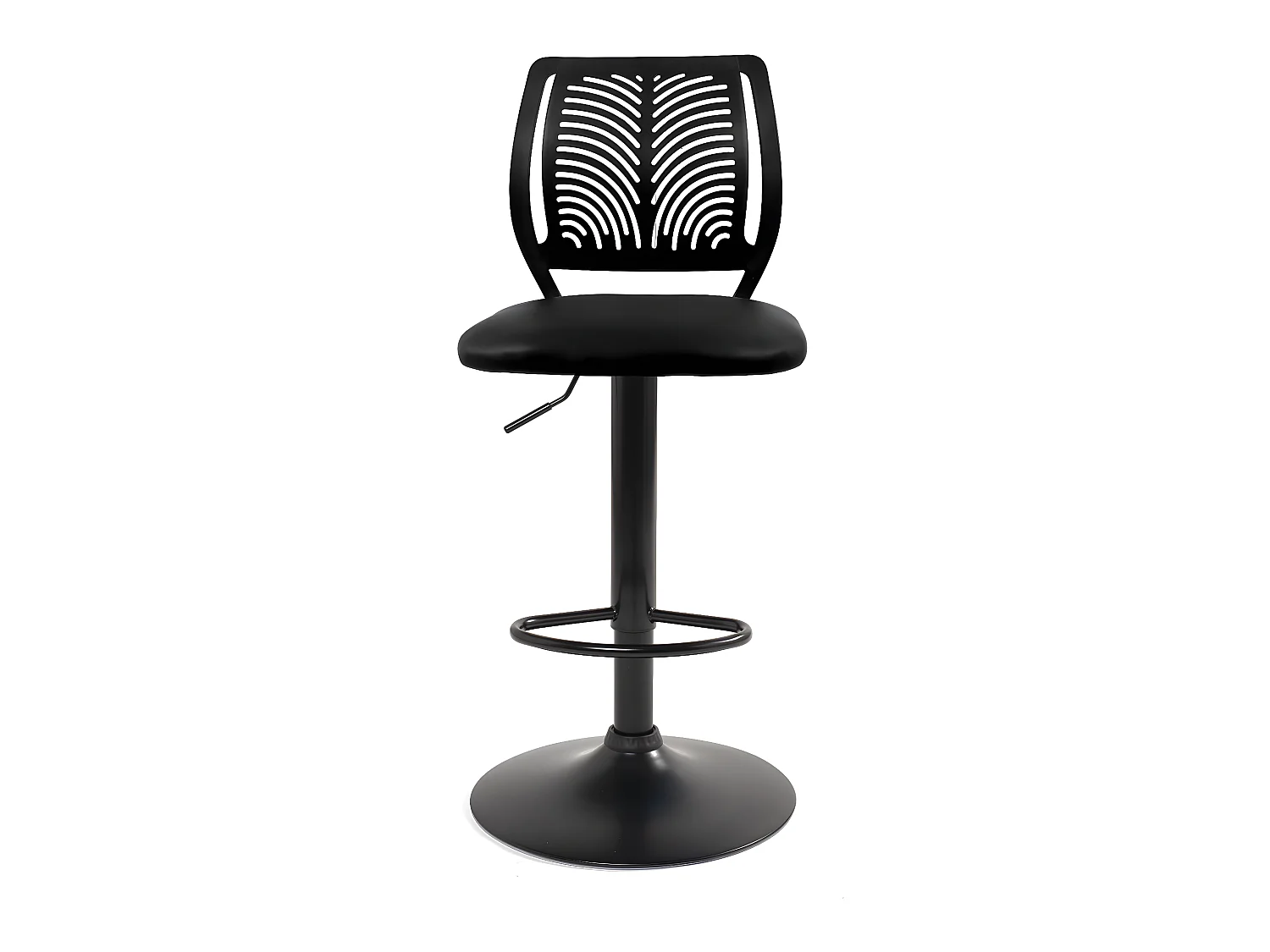 Lote de 2 Sillas de Bar con Cojín de Simil, Giratorias y Altura Ajustable SAWA (Negro Integral)