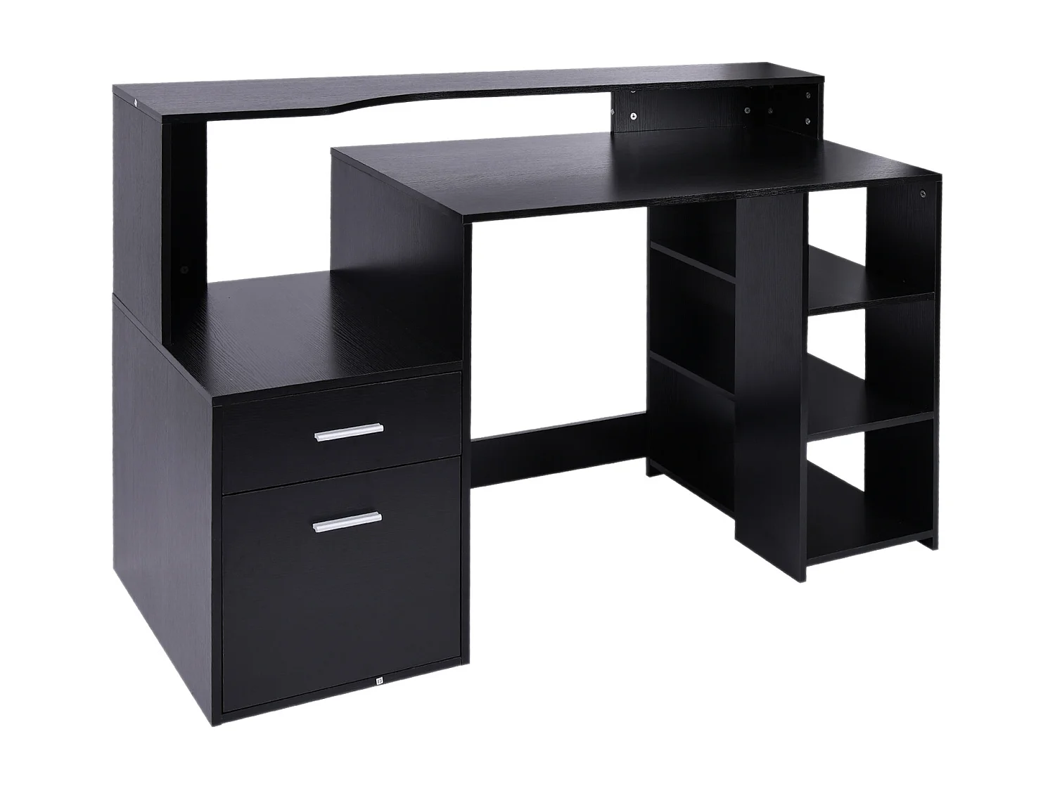 Bureau informatique multimédia design multi-rangement dim. 137 x 55 x 92 cm noir