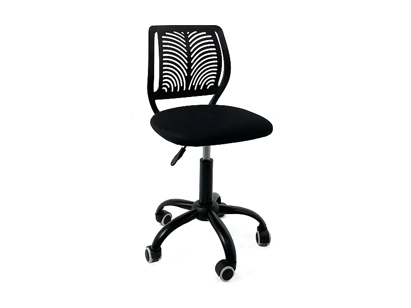 Chaise Bureau Enfant, Hauteur Réglable, Pivotante SAWI (Noir intégral)