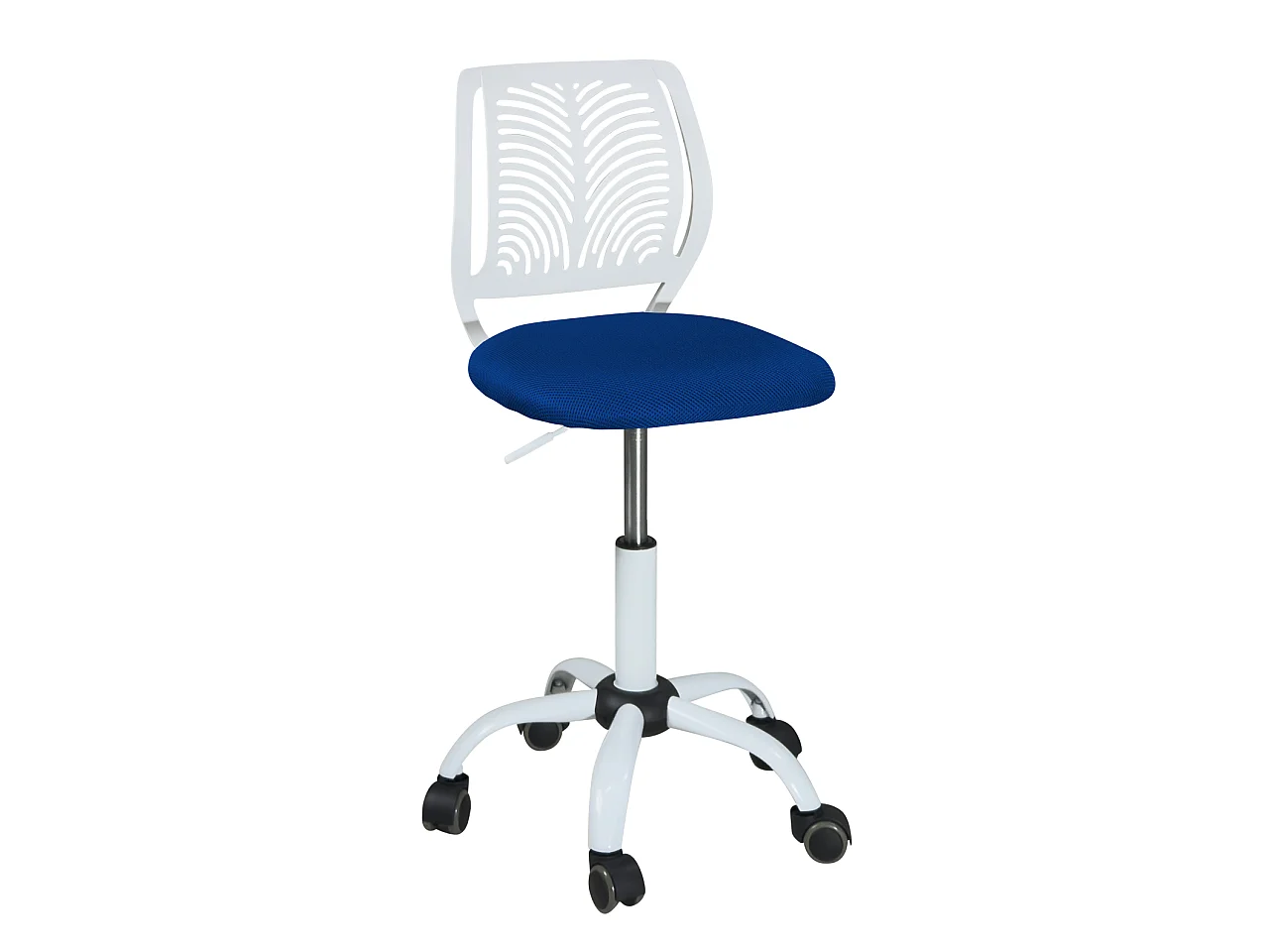 Chaise de bureau enfant réglable pivotante SAWI blanc bleu