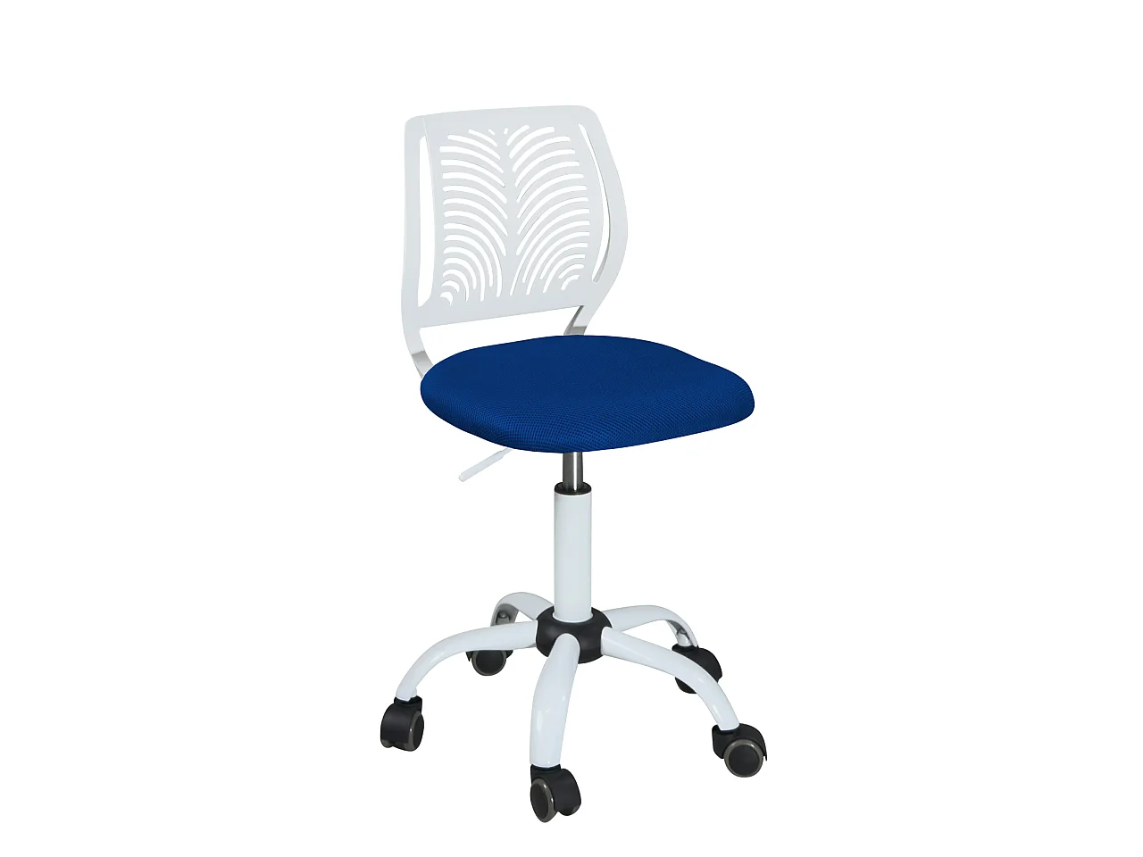 Chaise de bureau enfant réglable pivotante SAWI blanc bleu
