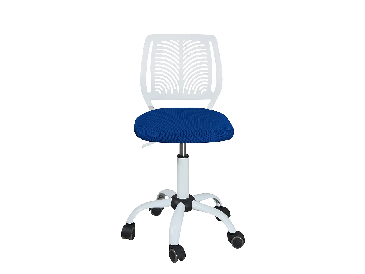 Chaise de bureau enfant réglable pivotante SAWI blanc bleu