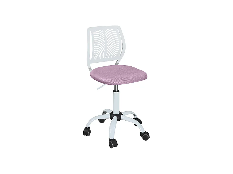 Silla de Oficina para Niños, Altura Ajustable, Giratoria SAWI (Blanco Rosa)