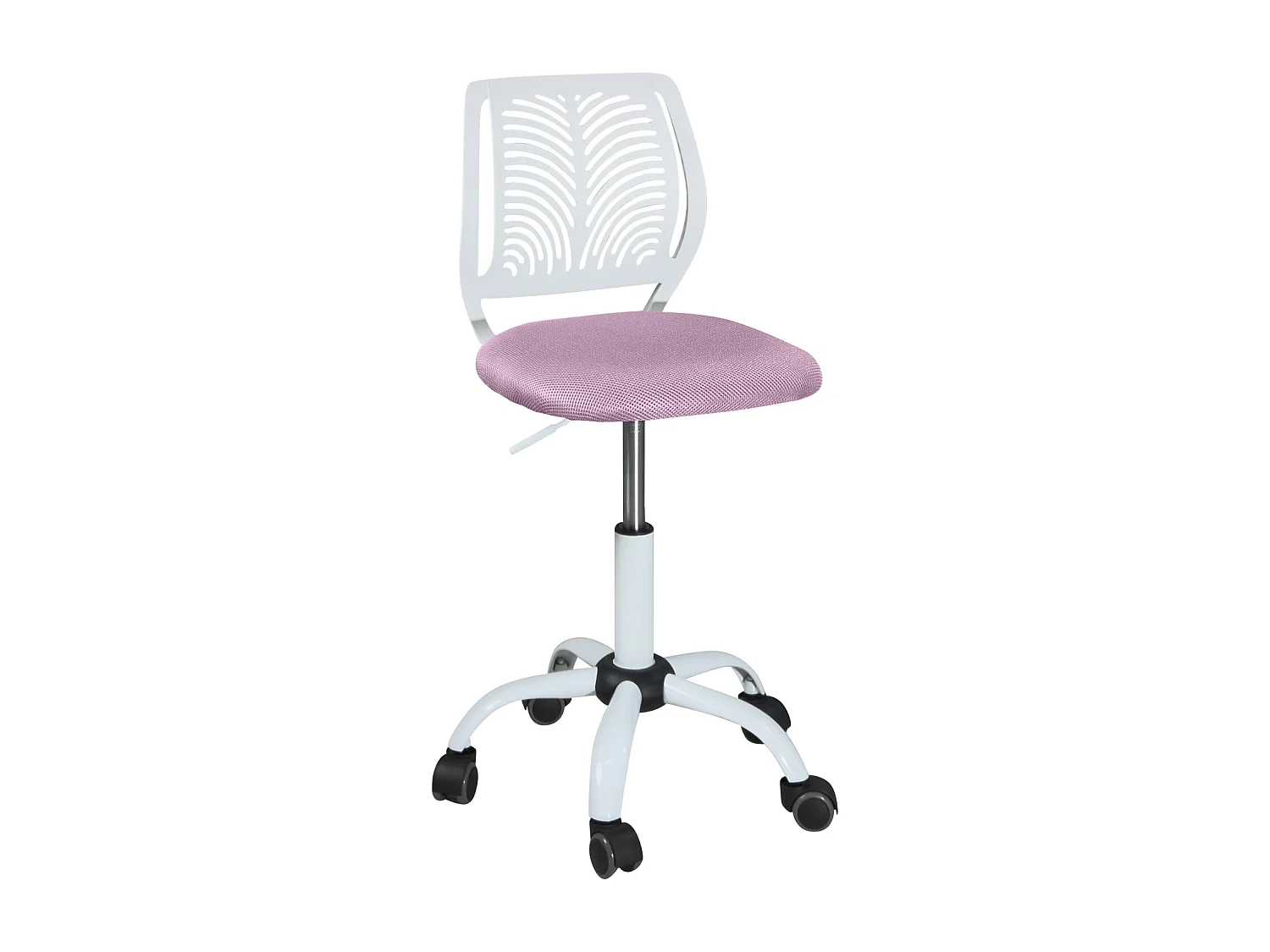 Chaise Bureau Enfant, Hauteur Réglable, Pivotante SAWI (Blanc Rose)