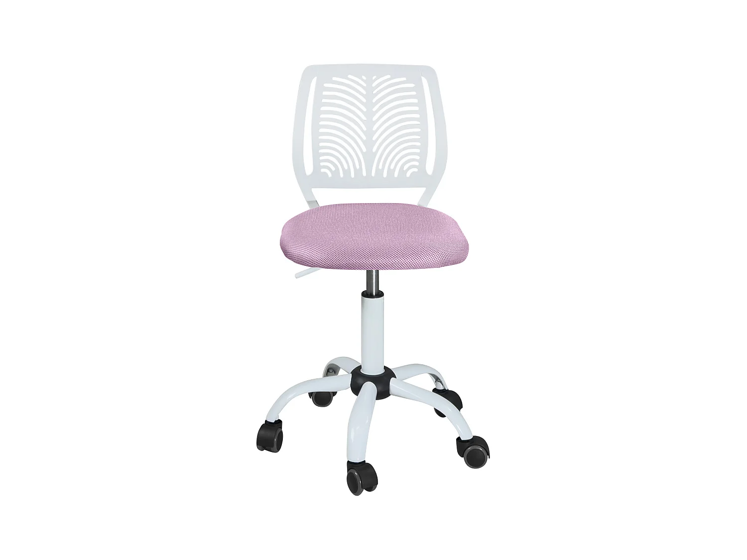 Chaise Bureau Enfant, Hauteur Réglable, Pivotante SAWI (Blanc Rose)