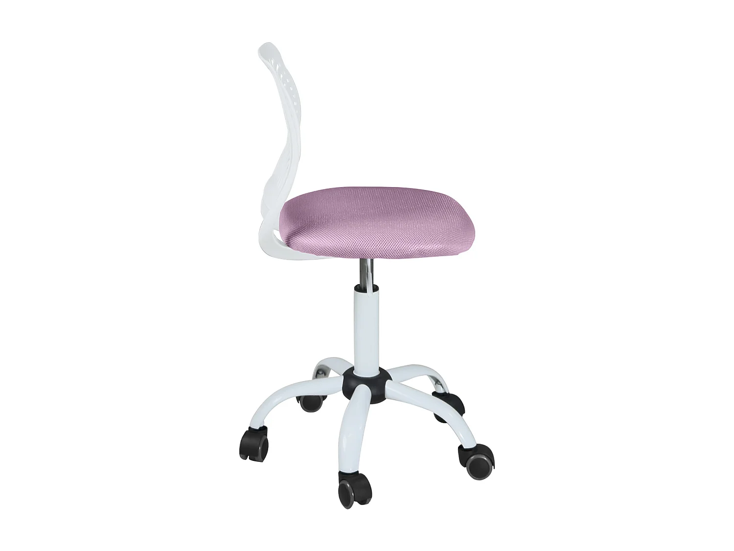 Chaise Bureau Enfant, Hauteur Réglable, Pivotante SAWI (Blanc Rose)