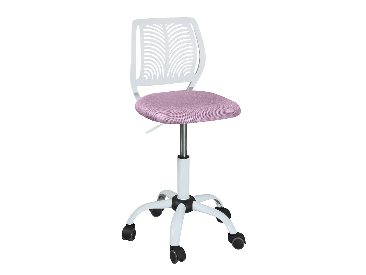 Chaise de bureau enfant réglable pivotante SAWI blanc rose