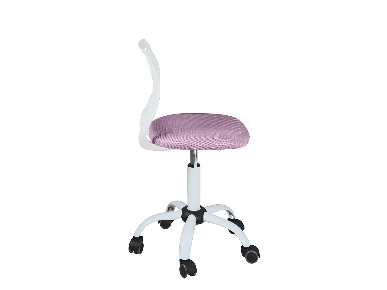 Chaise de bureau enfant réglable pivotante SAWI blanc rose