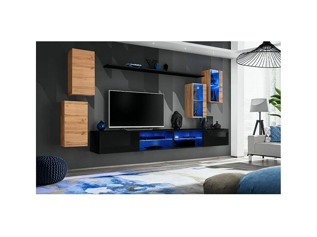 Ensemble Meuble TV "Switch XXV" 280cm Naturel & Noir