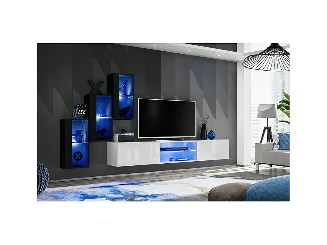 Ensemble Meuble TV "Switch XXII" 210cm Noir & Blanc