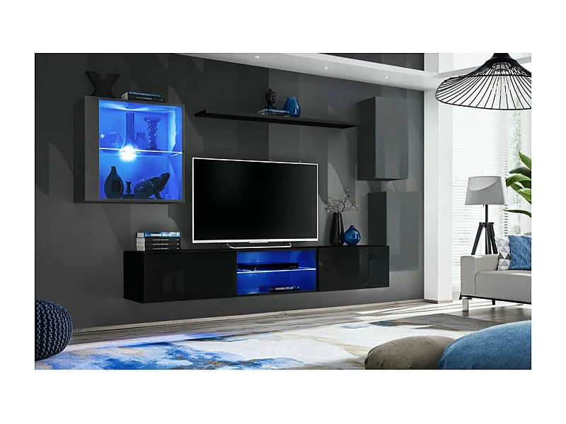 Ensemble Meuble TV "Switch XXIII" 250cm Gris & Noir