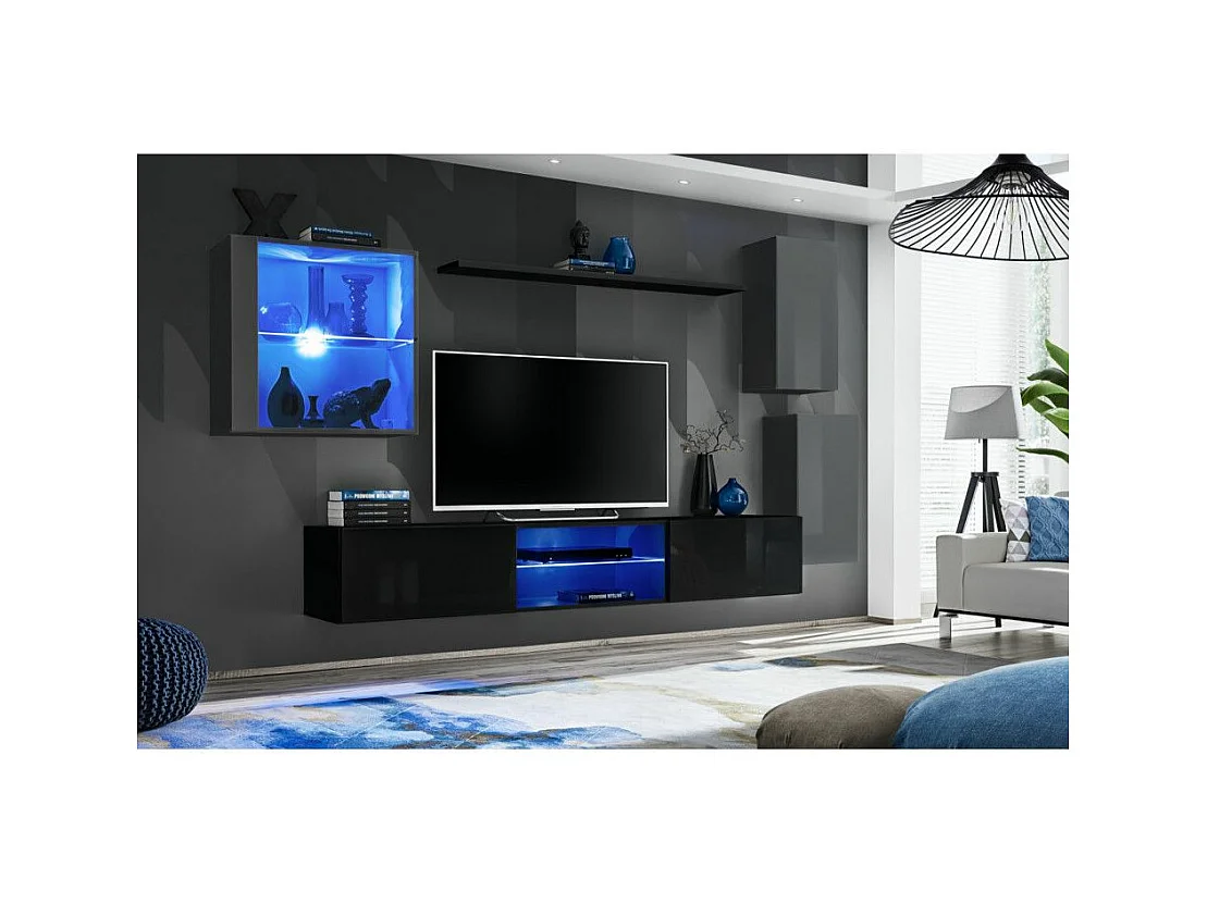 Ensemble Meuble TV "Switch XXIII" 250cm Gris & Noir