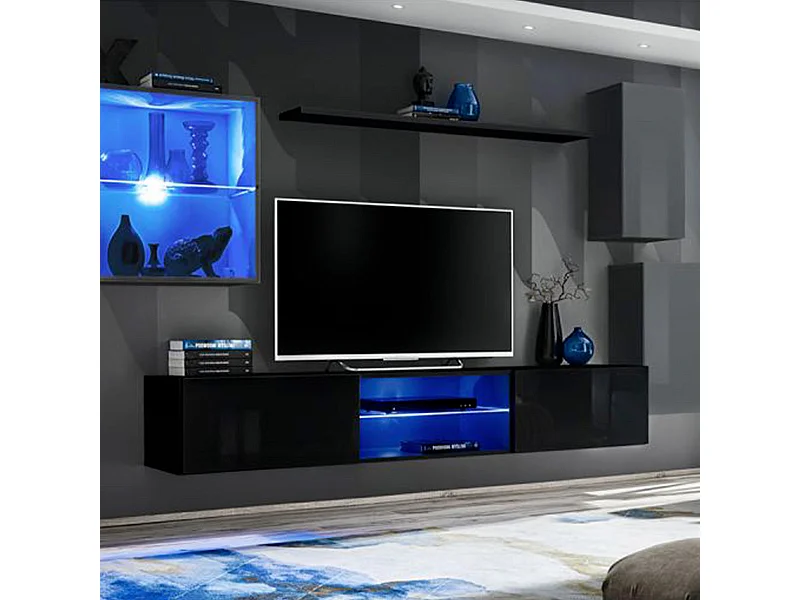Ensemble Meuble TV "Switch XXIII" 250cm Gris & Noir