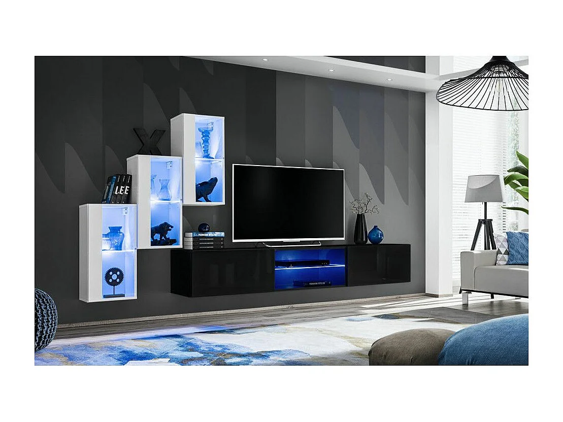 Ensemble Meuble TV "Switch XXII" 210cm Blanc & Noir