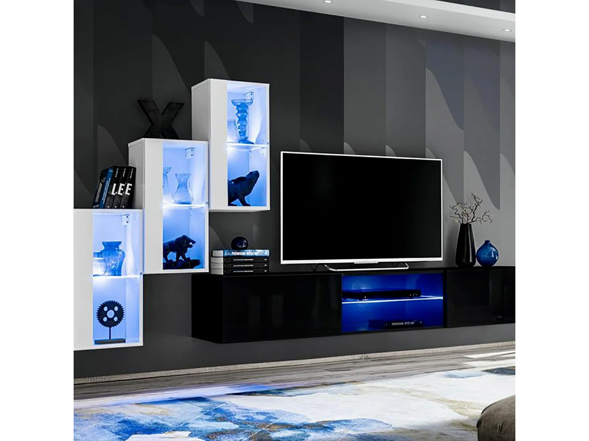 Ensemble Meuble TV "Switch XXII" 210cm Blanc & Noir